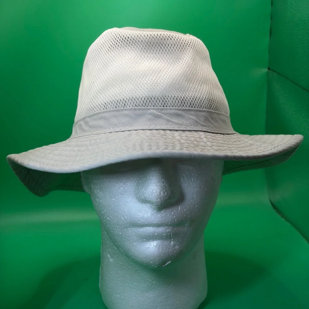 DPC Dorfman Pacific Bucket Hat Mens M Gray Mesh Crown Safari Fisherman Vented